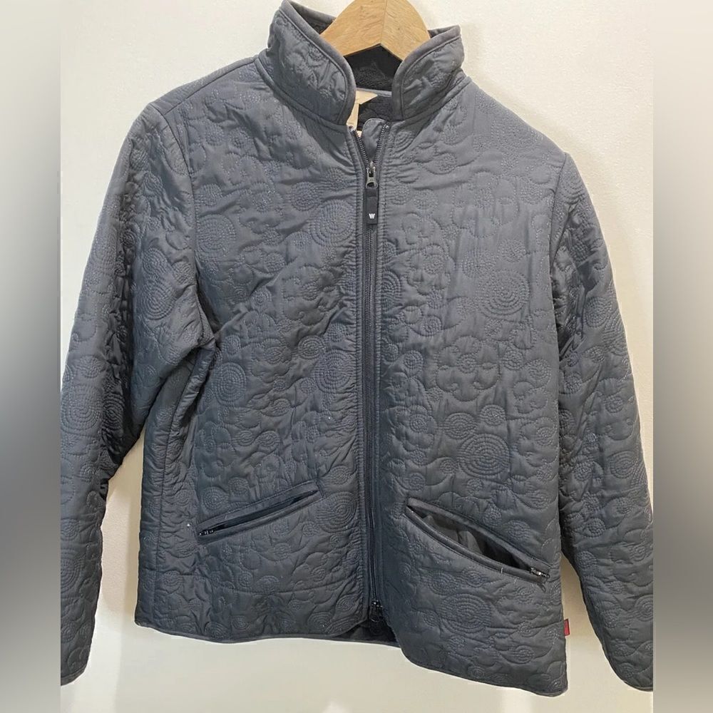 Woolrich Zip-Front Quilted Jacket with Interior Fleece Size Black Pockets Medium